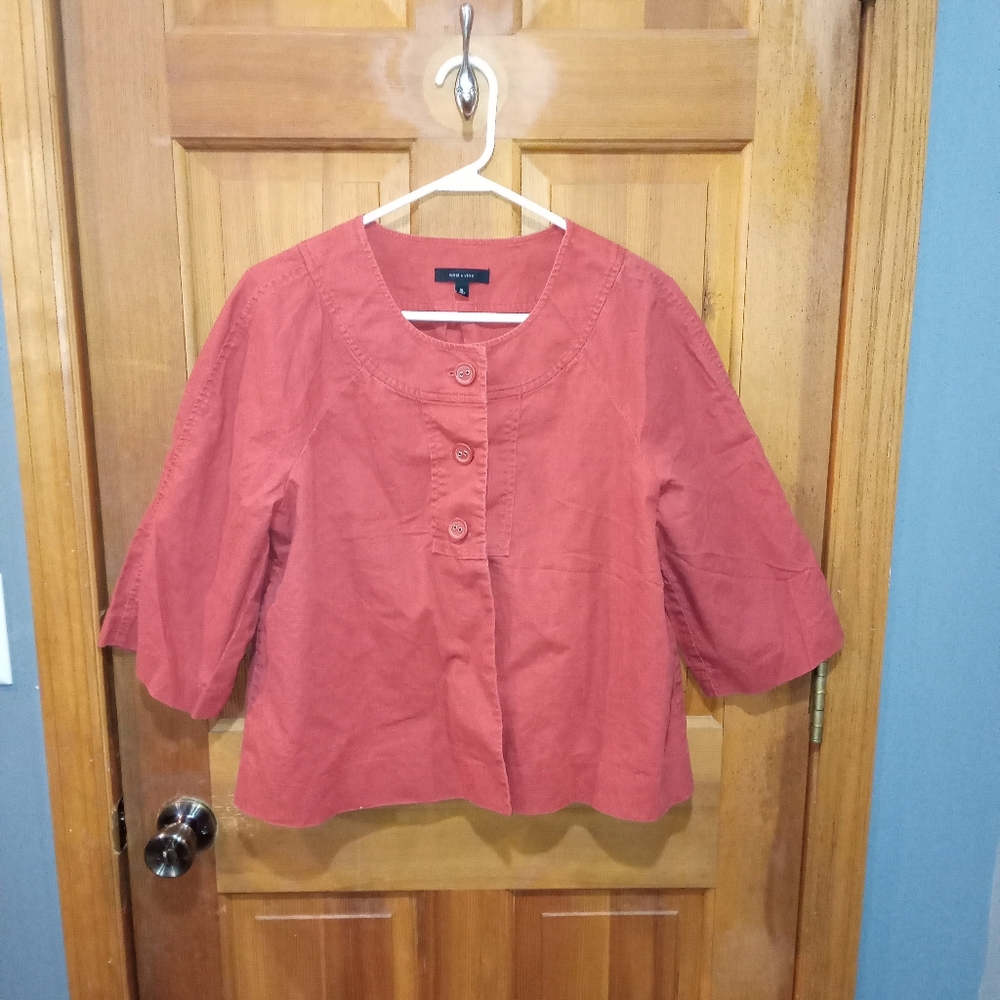West & Vine linen cotton blend orangish red top size XL
